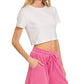 Rib Long Sleeve Tee & Shorts Set Fuchsia