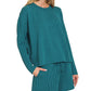 Rib Long Sleeve Tee & Shorts Set Teal