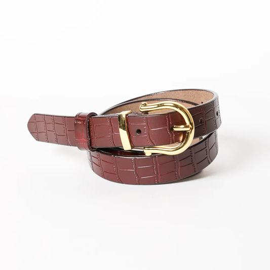 Faux Alligator Skin Leather Belt