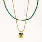 Harlynn 18K Gold Boho Green Beaded Layer Necklace