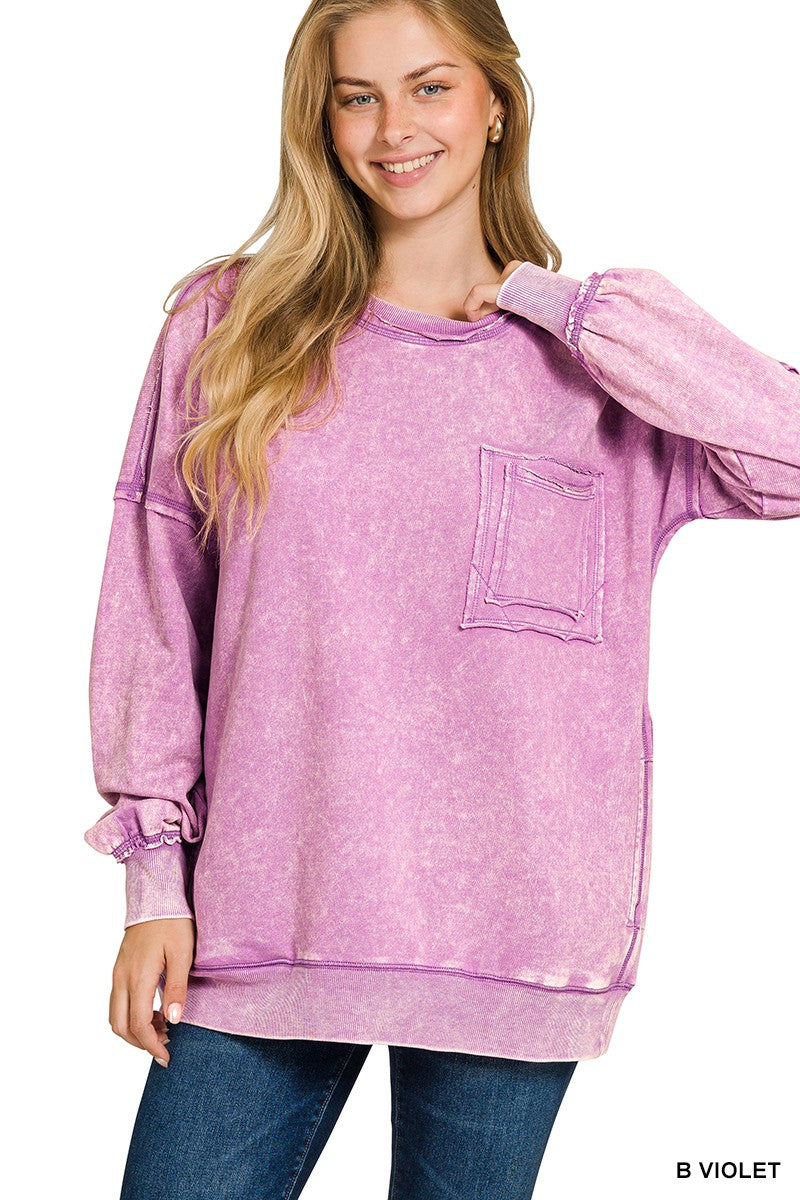 Acid Was Front Pocket Pullover Violet