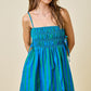 Damon Striped Smocked Mini Dress Blue