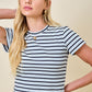 Dina Navy and Blue Striped Top