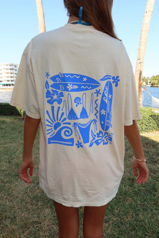 Ivory Blue Swim and Surf Tee