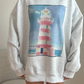 Pearl Grey Coastal Lighthouse Printed Sweatshirt
