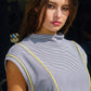 Bella Mock Neck Set Top Navy