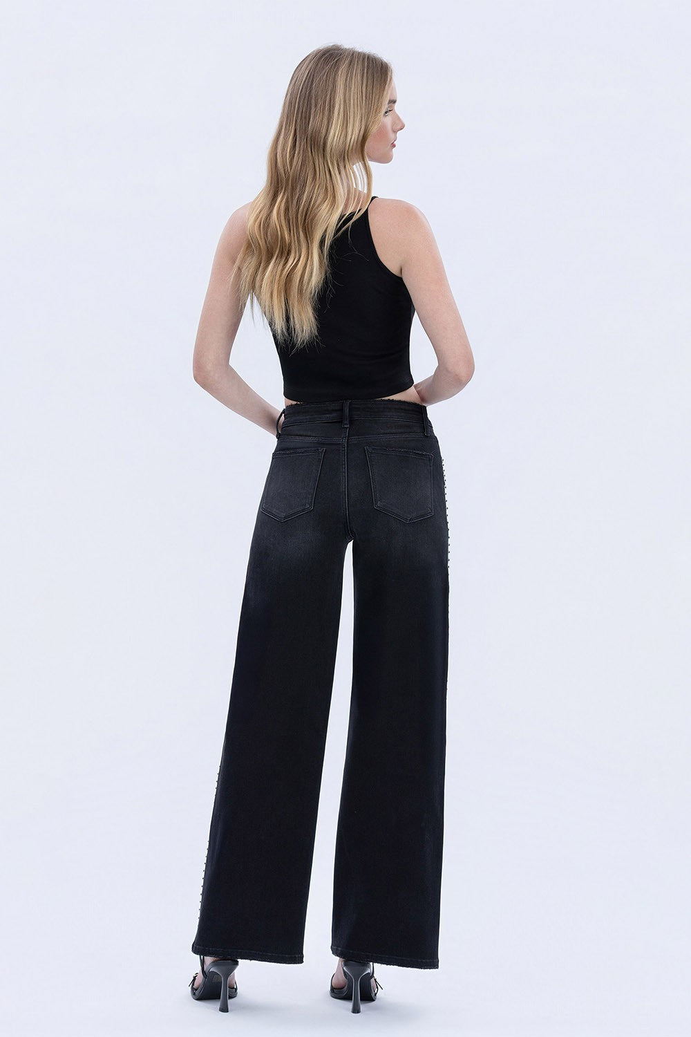 Vervet High Rise Nail Detail Wide Jeans