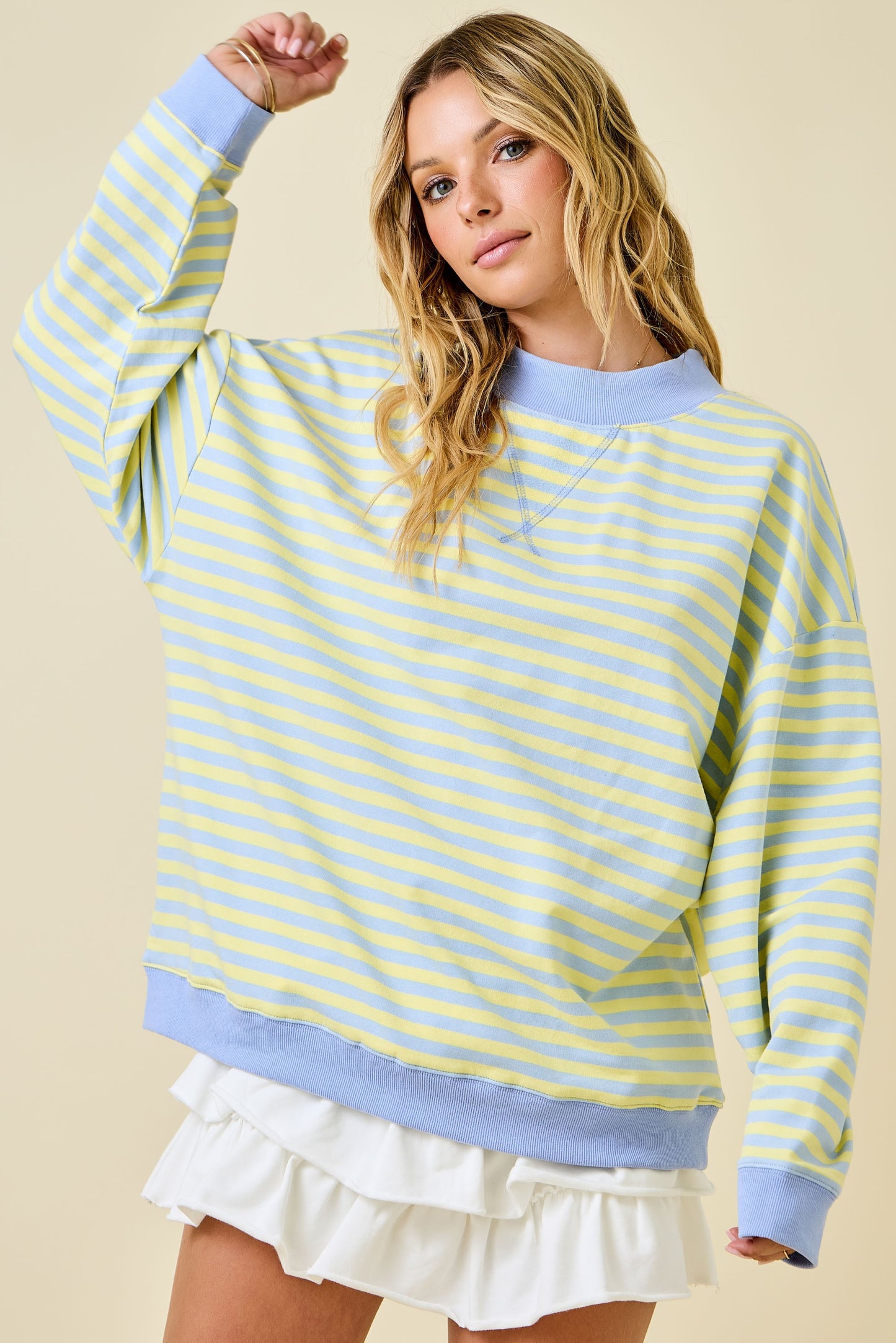 Delilah Striped Mockneck Blue