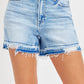 Risen High Rise Released Distress Hem Detail Shorts