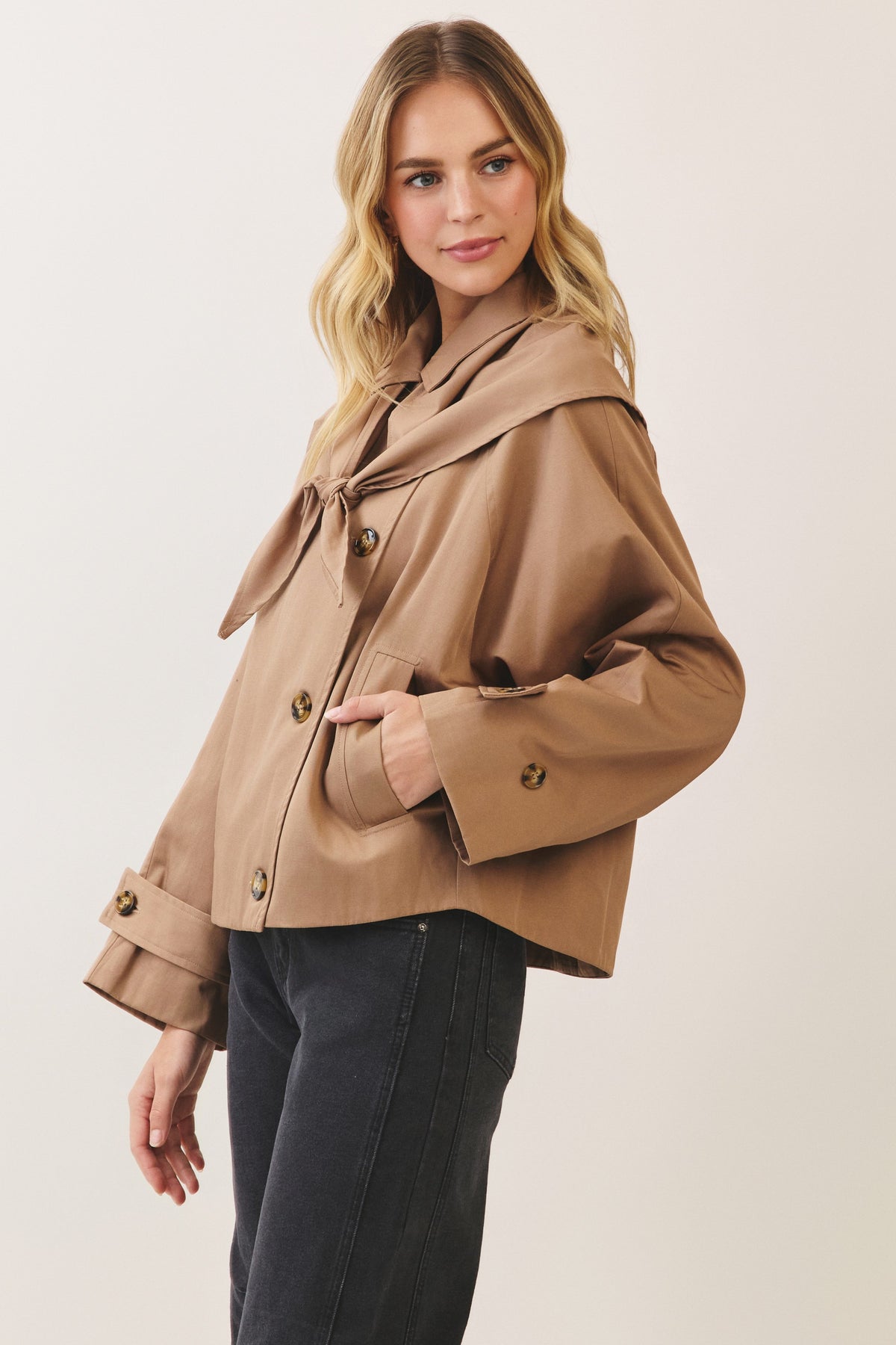 Tina  Collar Tie-front Trench Jacket