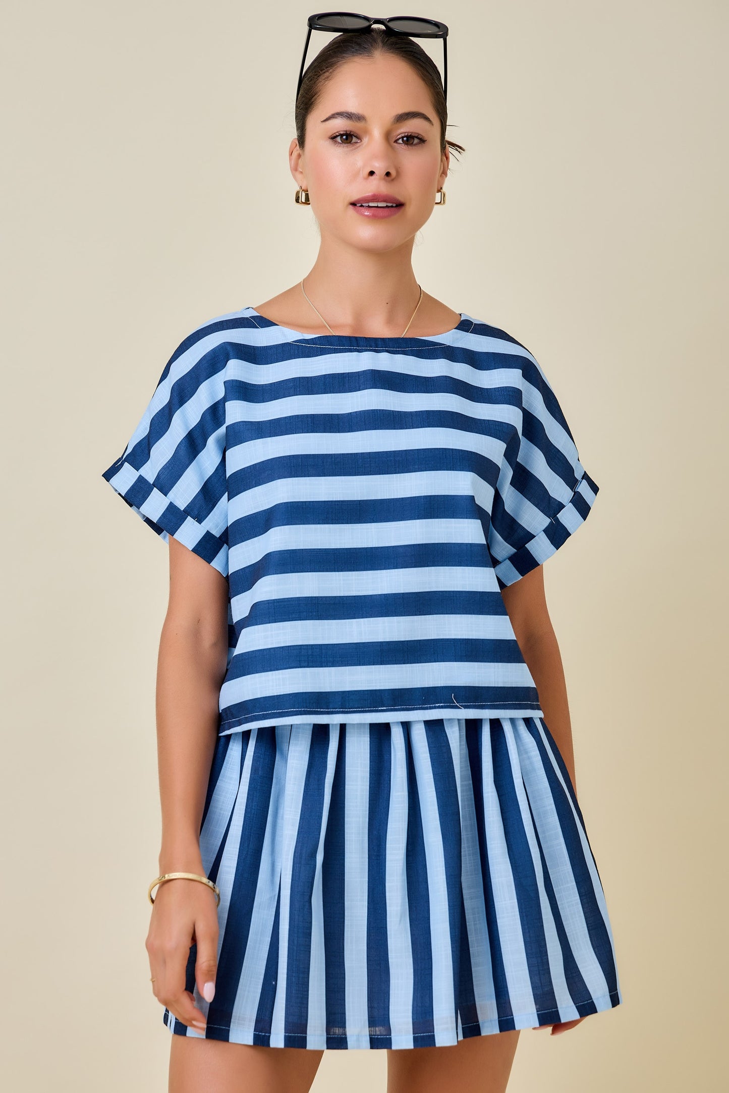 Devin Navy and Blue Striped Set