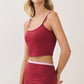 Contrast Layered Active Crop Tank Burgundy