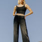 Vervet Black High Rise Elastic Wide Jeans