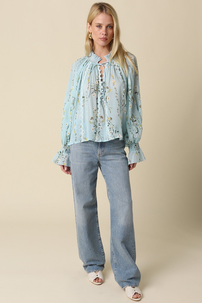 Lyla Floral Tie-neck Blouse