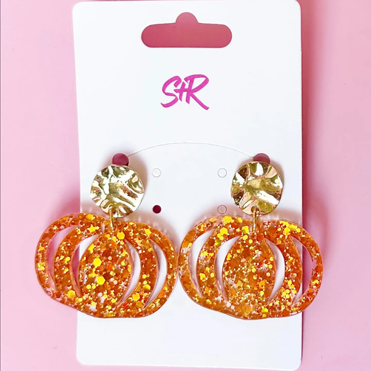 Orange Glitter Pumpkin Dangle