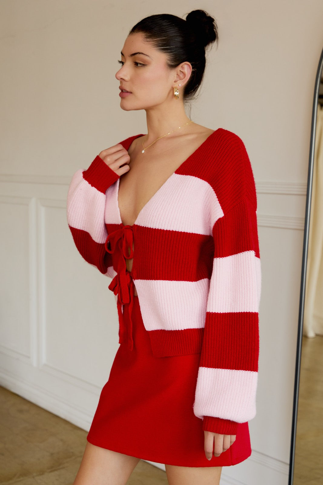 Sandy Pink striped Cardigan