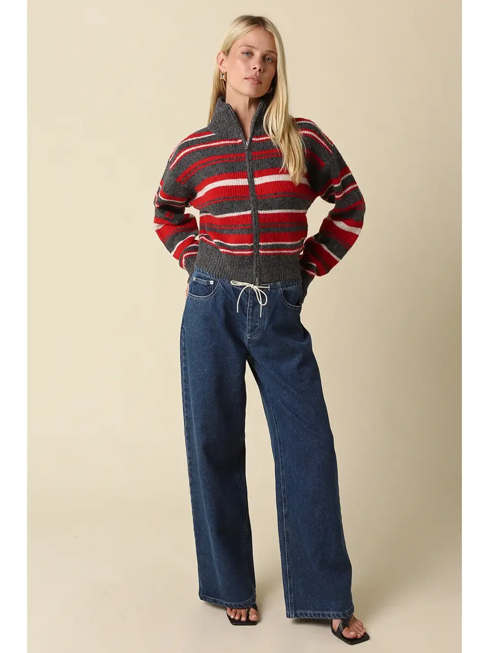 Cora Drawstring Wide Leg Jeans