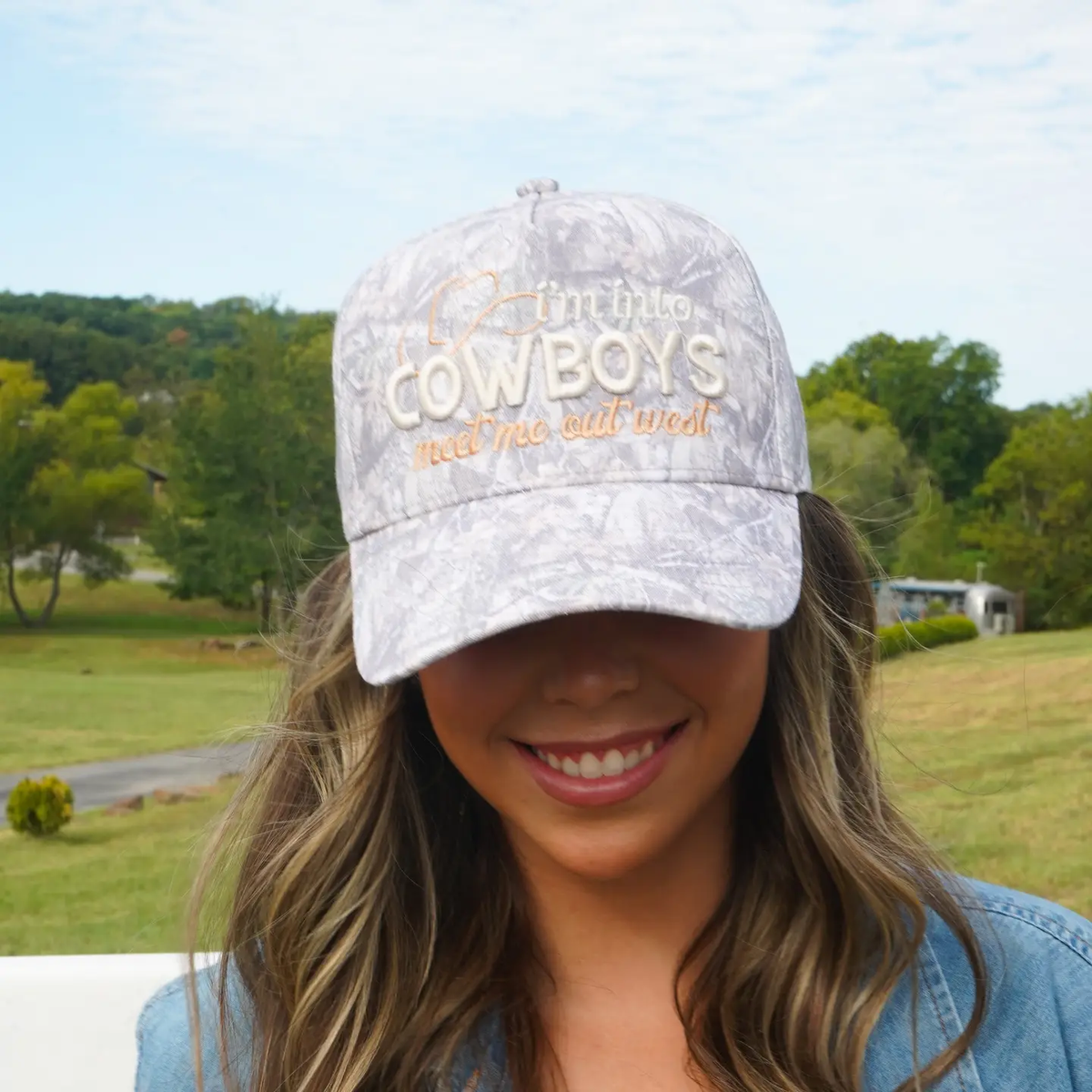 I'm Into Cowboys - Washed Camo Trucker Hat
