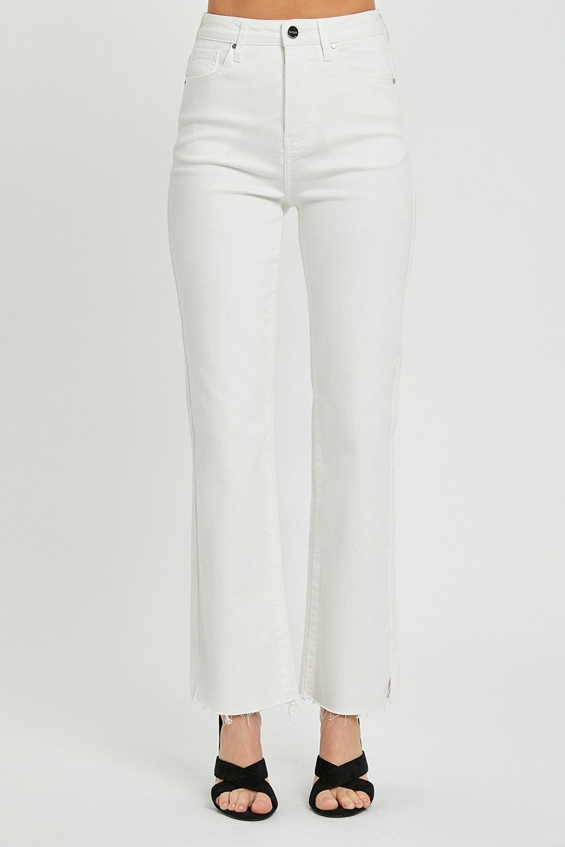 Risen white high rise straight jeans