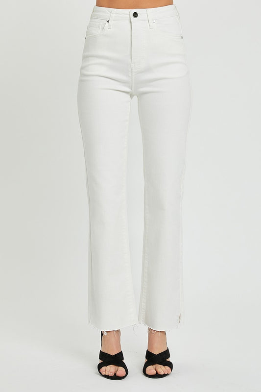 Risen white high rise straight jeans