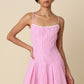 Rosette Gingham Flared Mini Dress