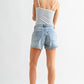 Just Black Denim Sweat Short With Curved Hem