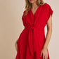 Gia Red V Neck Dress