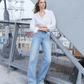 Vervet High Rise Full Length Light Wash Wide Jeans