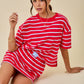 Dylan Striped Set Top Red