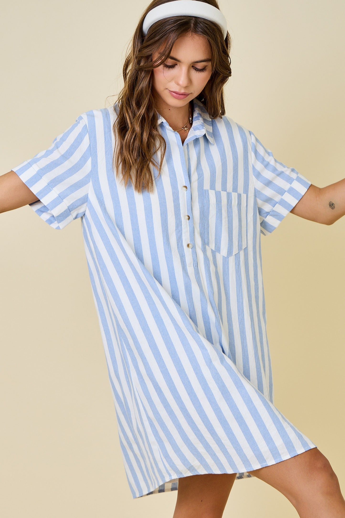 Daisy Blue Striped Shirt Dress