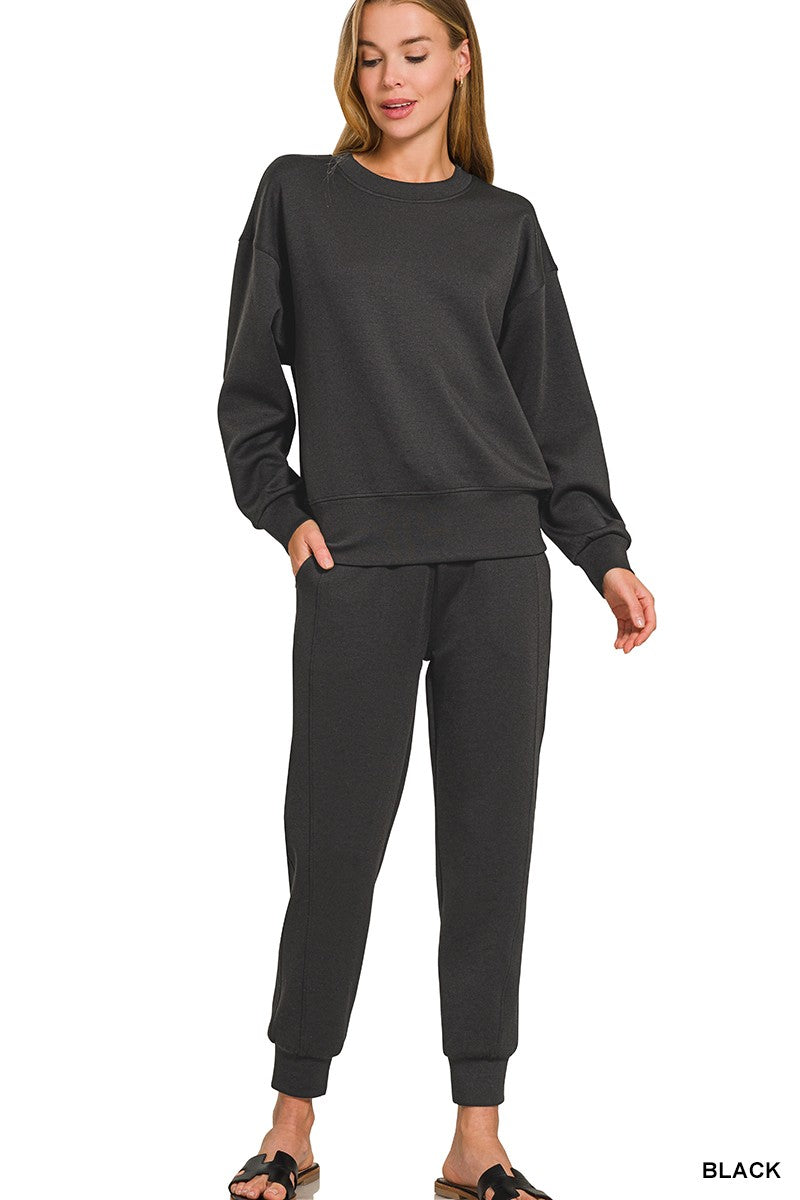 Scuba Crewneck Pullover & Joggers Black