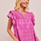 Becka Pink Ruffle Top