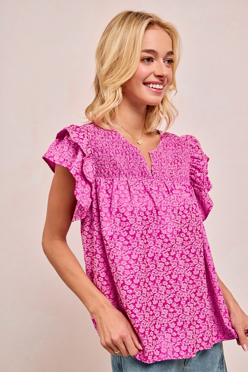 Becka Pink Ruffle Top
