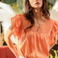 Brianna Orange Ruffle Top