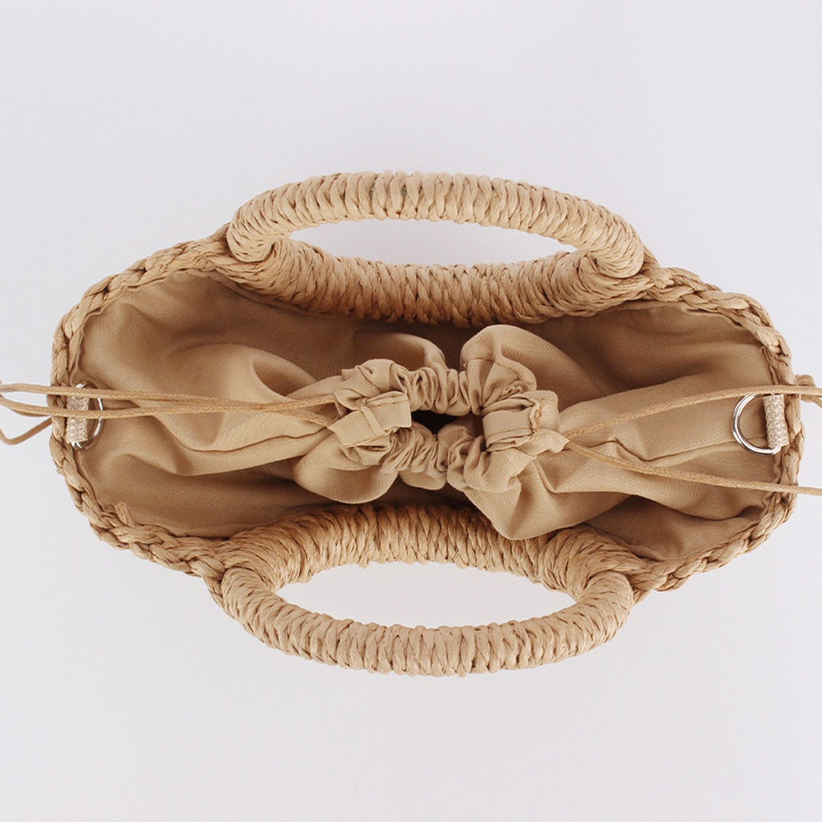 Solid Color Semi-Circle Handmade Straw BAG
