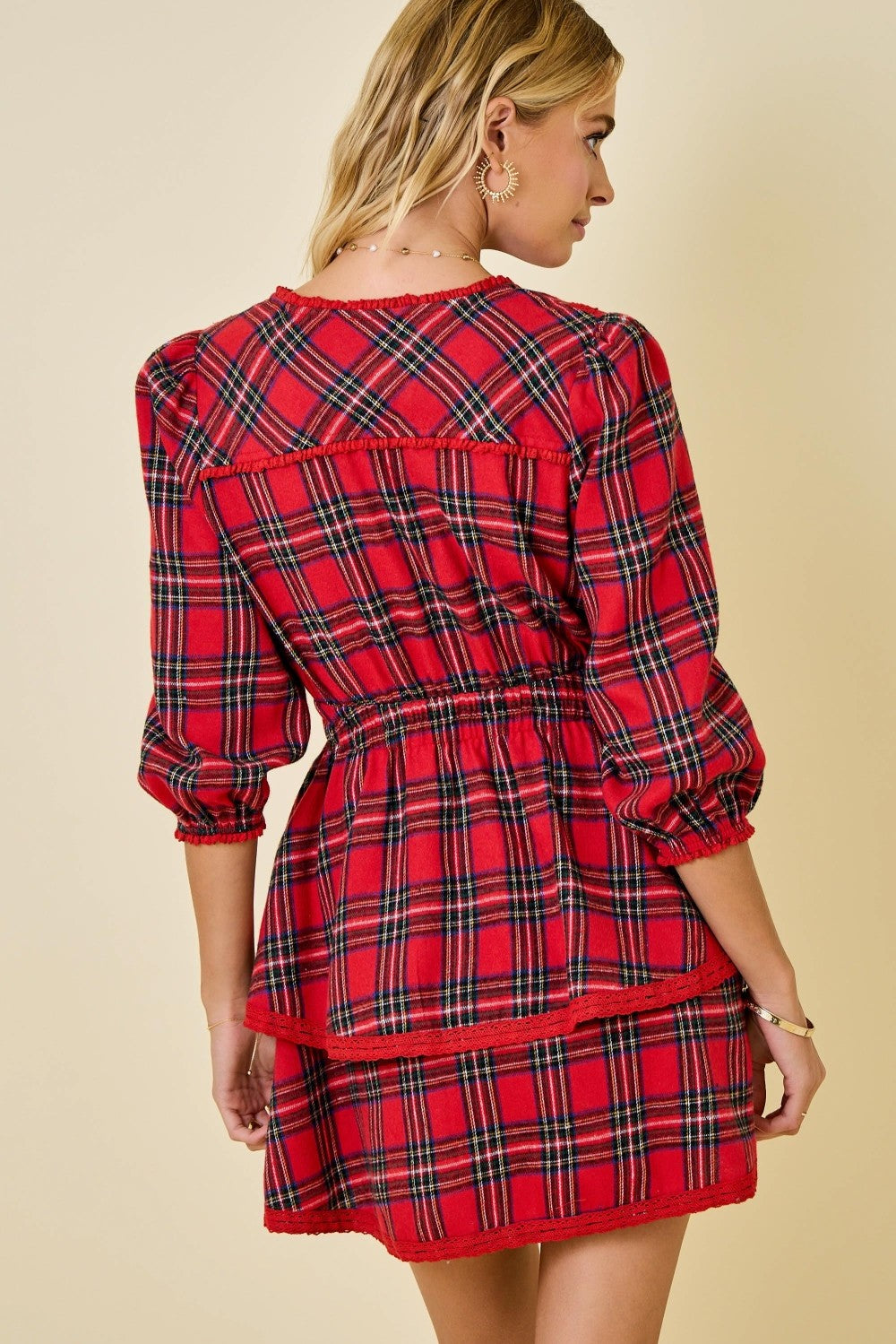 Deka Plaid Tiered Dress