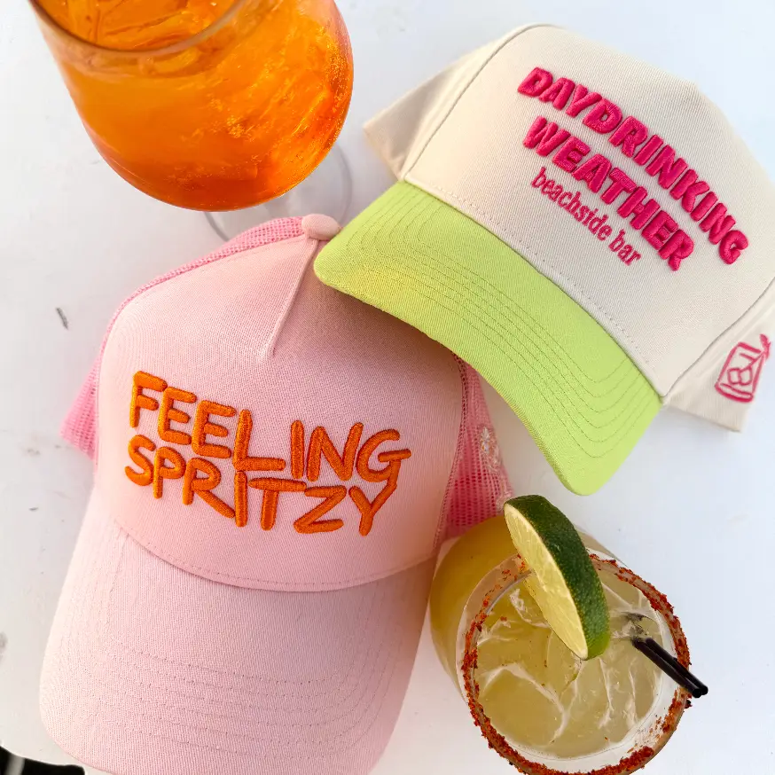 Day Drinking Weather - Lime Green Trucker Hat