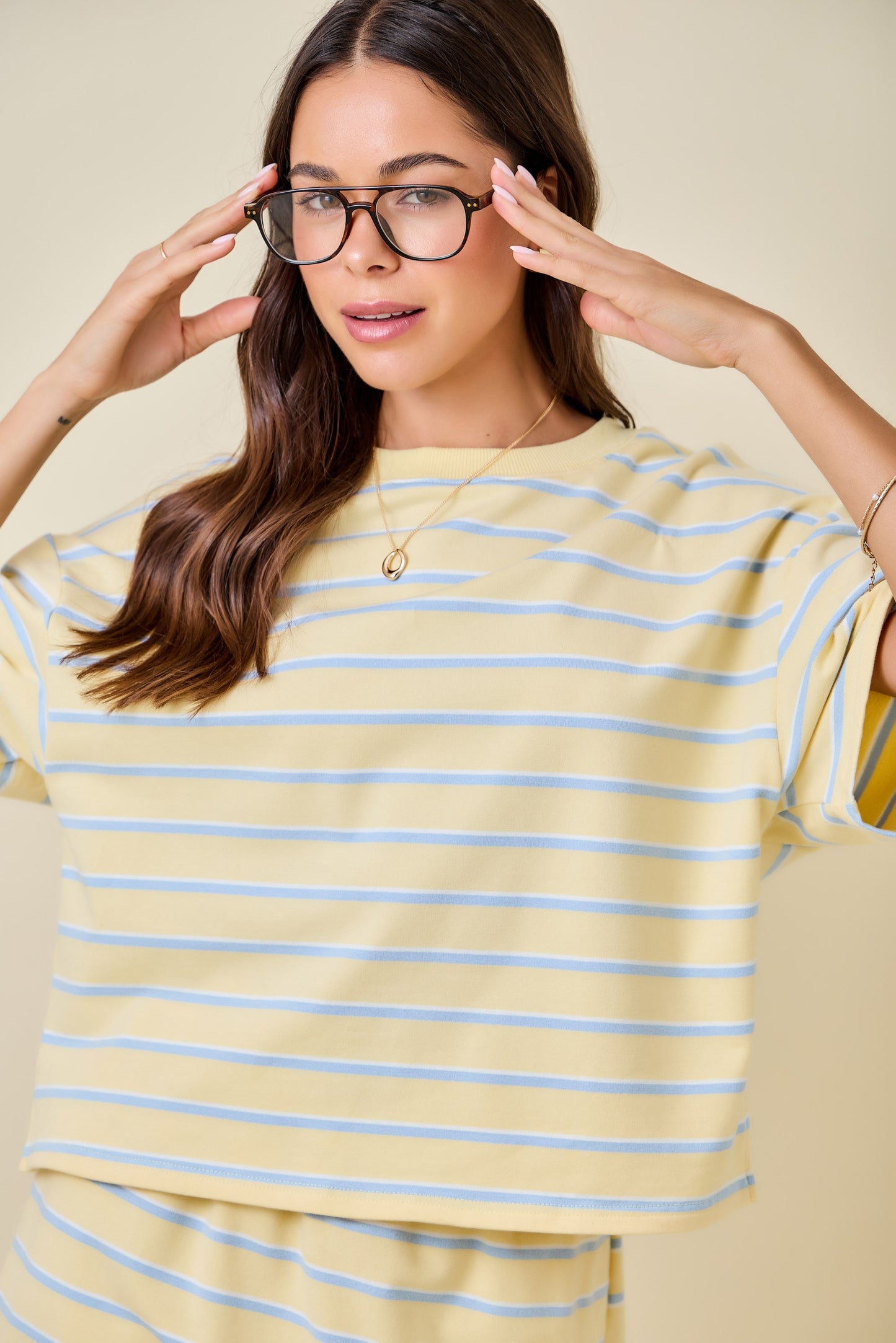 Dylan Striped Set Top Yellow