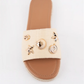 Raffia Espadrille Flat Slide Sandals with Shell