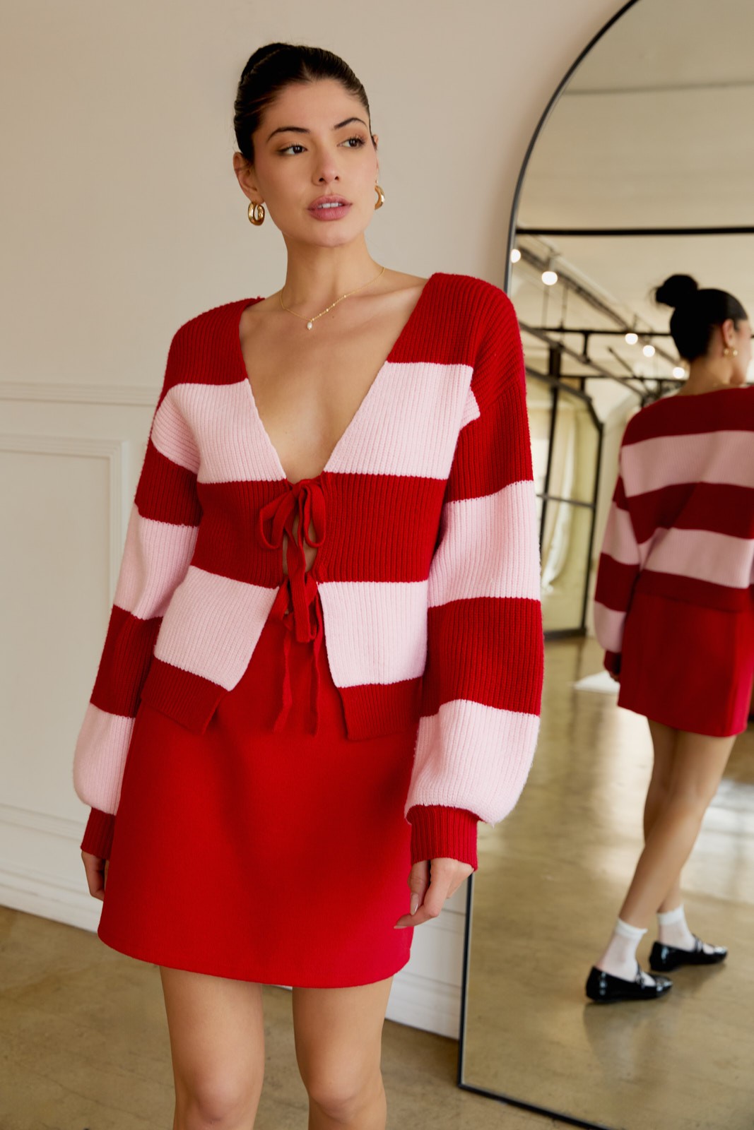 Sandy Pink striped Cardigan
