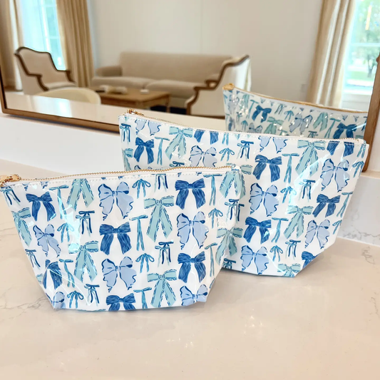 Clear Coat Toiletry Bags Blue Bow