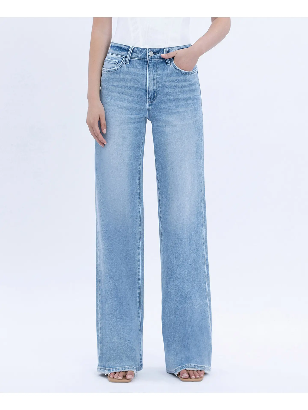 Vervet High Rise Full Length Light Wash Wide Jeans