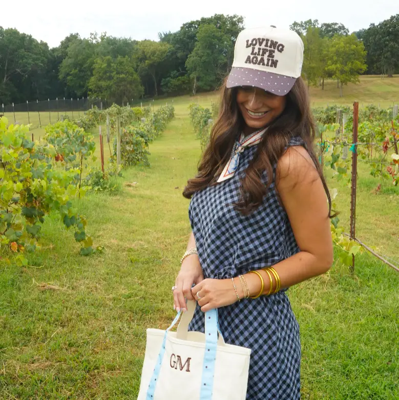 Loving Life Again - Brown & Blue Polka Dot Trucker Hat