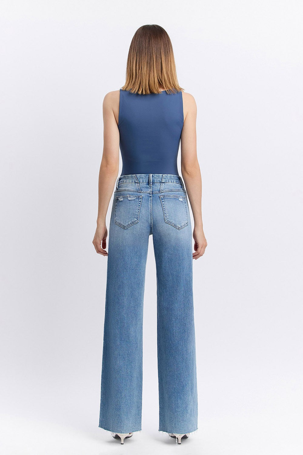 Vervet Mid Rise Medium Wash Wide Jeans