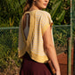 Striped French Terry Open Back Top Yellow