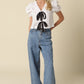 Colette Eyelet Contrast Tie-front Top