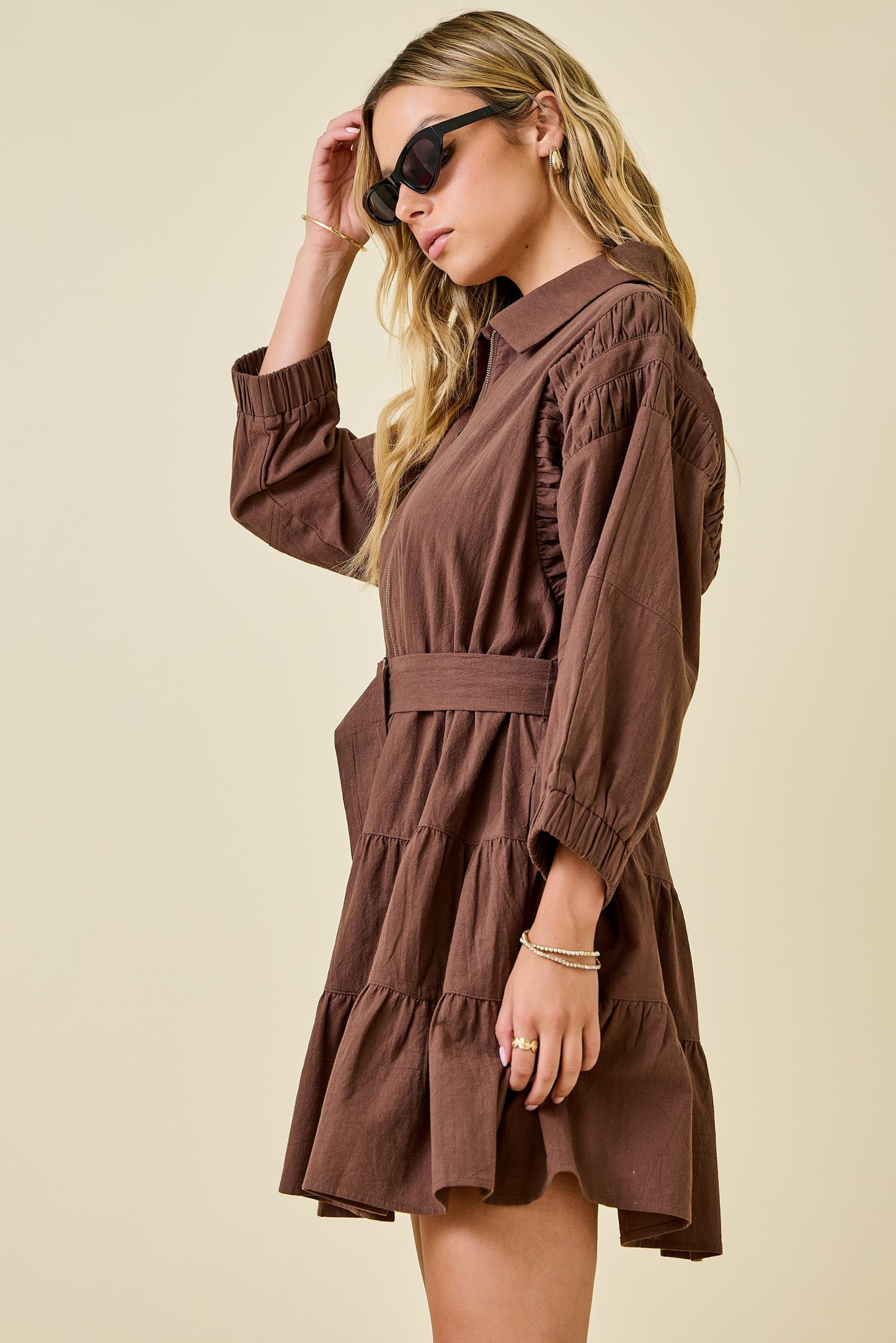 Becka Collared Zip-up Mini Dress