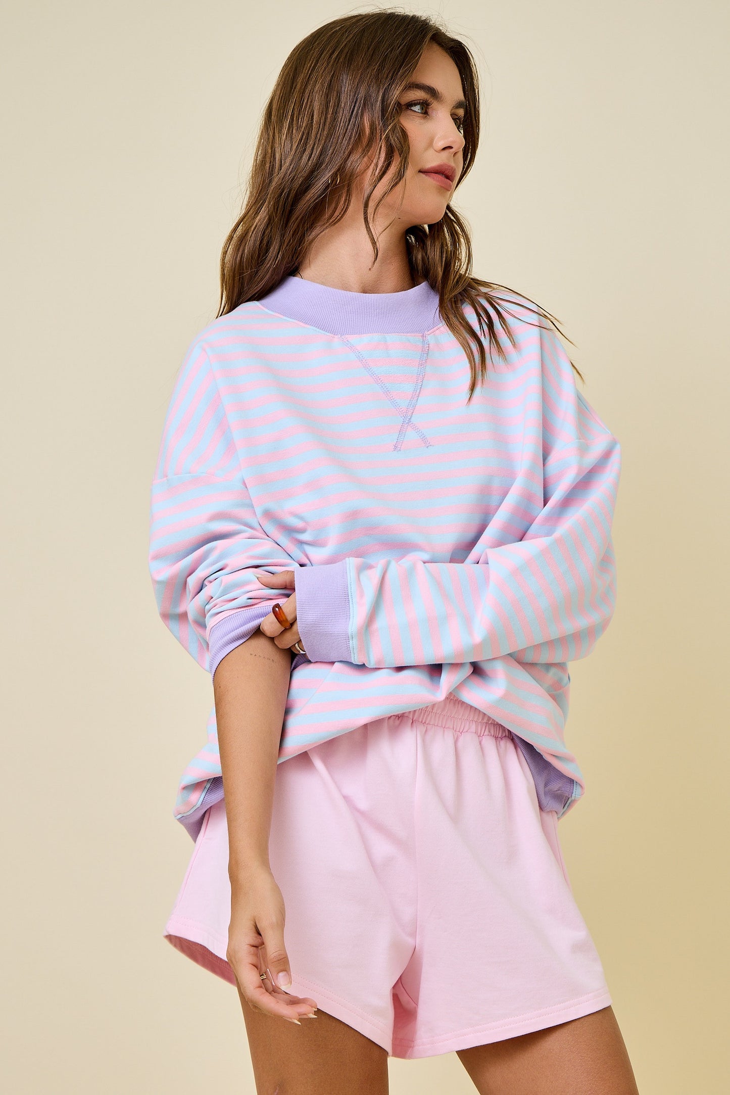 Dee Striped Mock Neck
