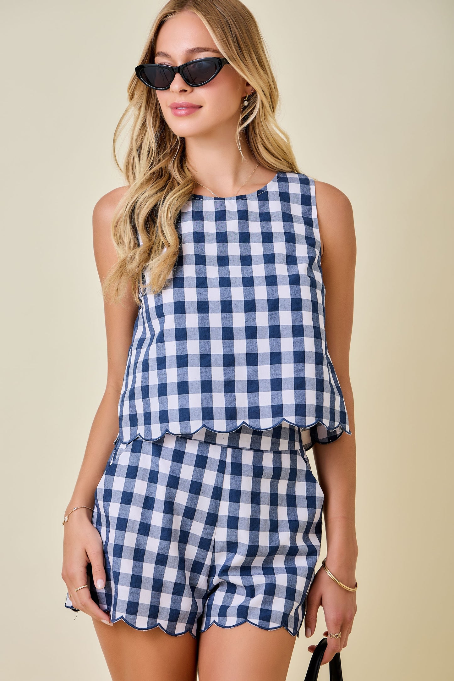 Deb Gingham Set Top Navy