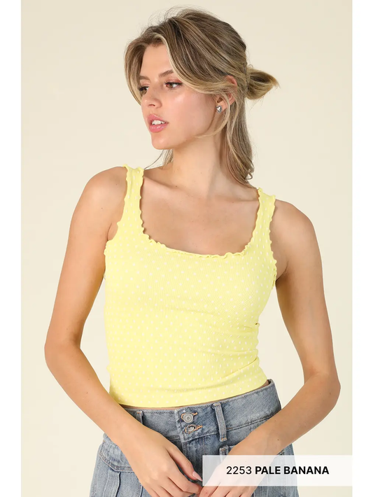 Polka Dot Edge Crop Top MULTIPLE COLORS